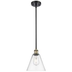Berkshire 8" LED Mini Pendant - Black Antique Brass - Clear Shade