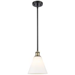 Berkshire 8" LED Mini Pendant - Black Antique Brass - Matte White Shad