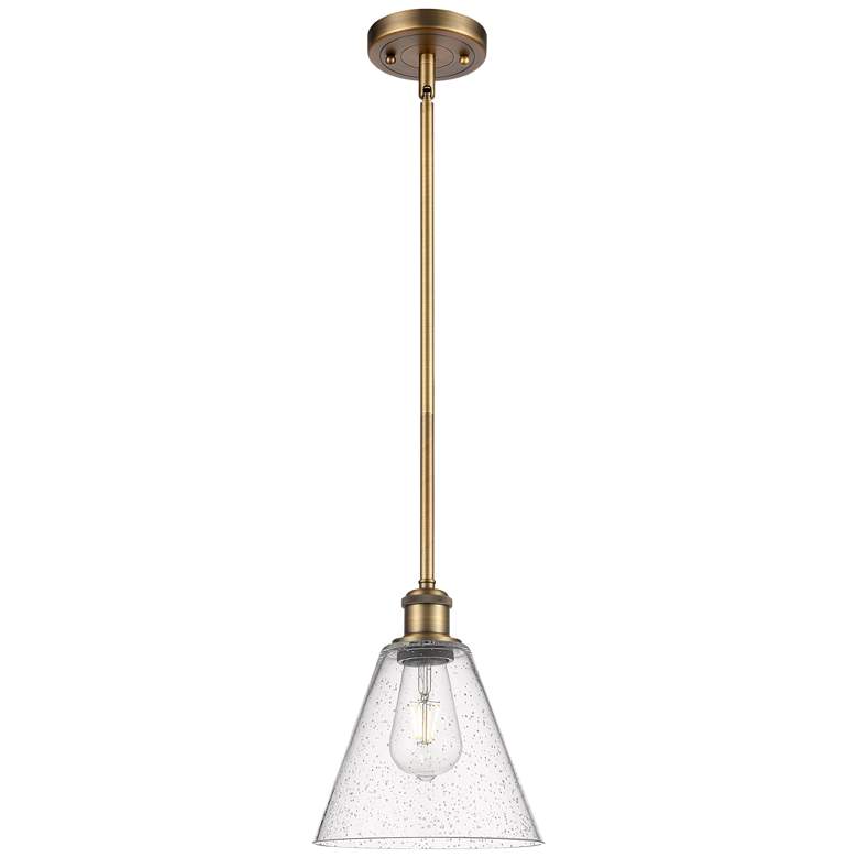 Image 1 Berkshire 8" LED Mini Pendant - Brushed Brass - Seedy Shade