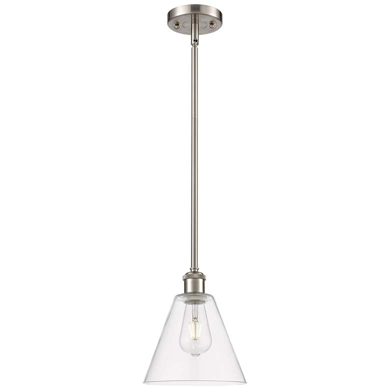 Image 1 Berkshire 8" LED Mini Pendant - Brushed Satin Nickel - Clear Shade