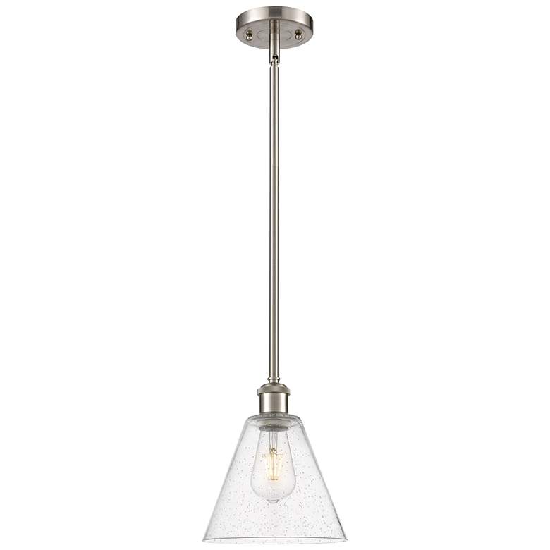 Image 1 Berkshire 8" LED Mini Pendant - Brushed Satin Nickel - Seedy Shade