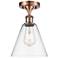 Berkshire 8" LED Semi-Flush Mount - Antique Copper - Clear Shade