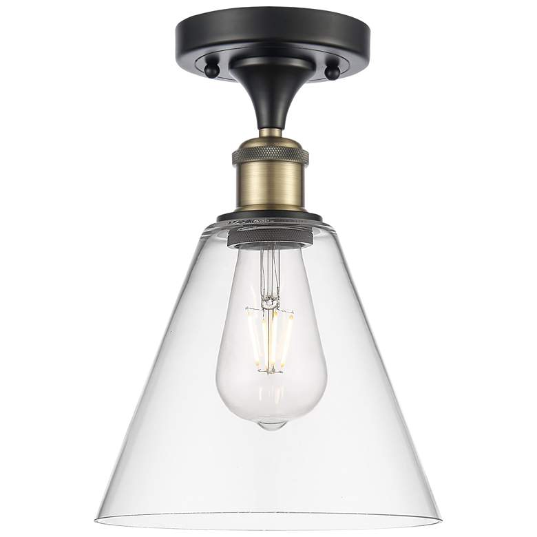 Image 1 Berkshire 8" LED Semi-Flush Mount - Black Antique Brass - Clear Shade