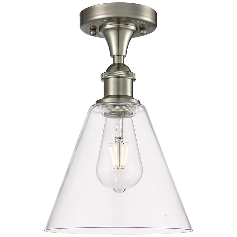 Image 1 Berkshire 8" LED Semi-Flush Mount - Brushed Satin Nickel - Clear Shad