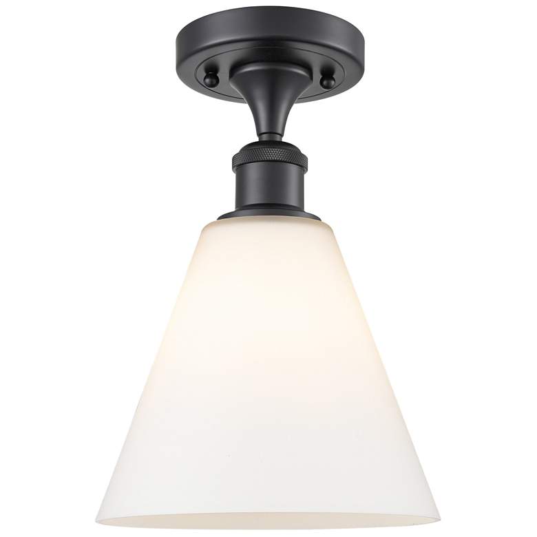 Image 1 Berkshire 8" LED Semi-Flush Mount - Matte Black - Matte White Shade