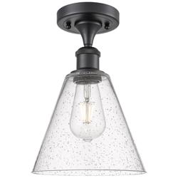 Berkshire  8" LED Semi-Flush Mount - Matte Black - Seedy Shade