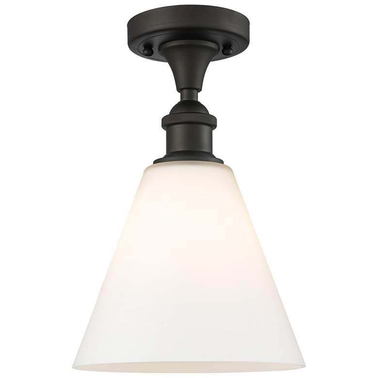 Image 1 Berkshire 8" LED Semi-Flush Mount - Oil Rubbed Bronze - Matte White S
