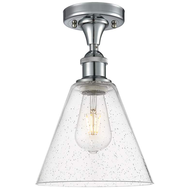 Image 1 Berkshire 8" LED Semi-Flush Mount - Polished Chrome - Seedy Shade