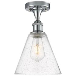 Berkshire  8" LED Semi-Flush Mount - Polished Chrome - Seedy Shade