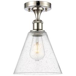 Berkshire  8" LED Semi-Flush Mount - Polished Nickel - Seedy Shade