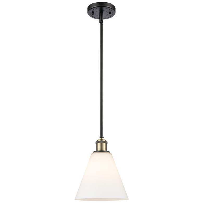Image 1 Berkshire 8" Mini Pendant - Black Antique Brass - Matte White Shade