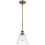 Berkshire 8" Mini Pendant - Brushed Brass - Clear Shade