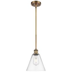 Berkshire 8" Mini Pendant - Brushed Brass - Clear Shade