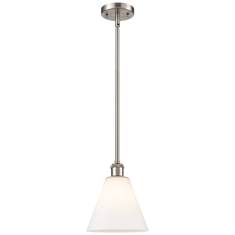 Image 1 Berkshire 8" Mini Pendant - Brushed Satin Nickel - Matte White Shade