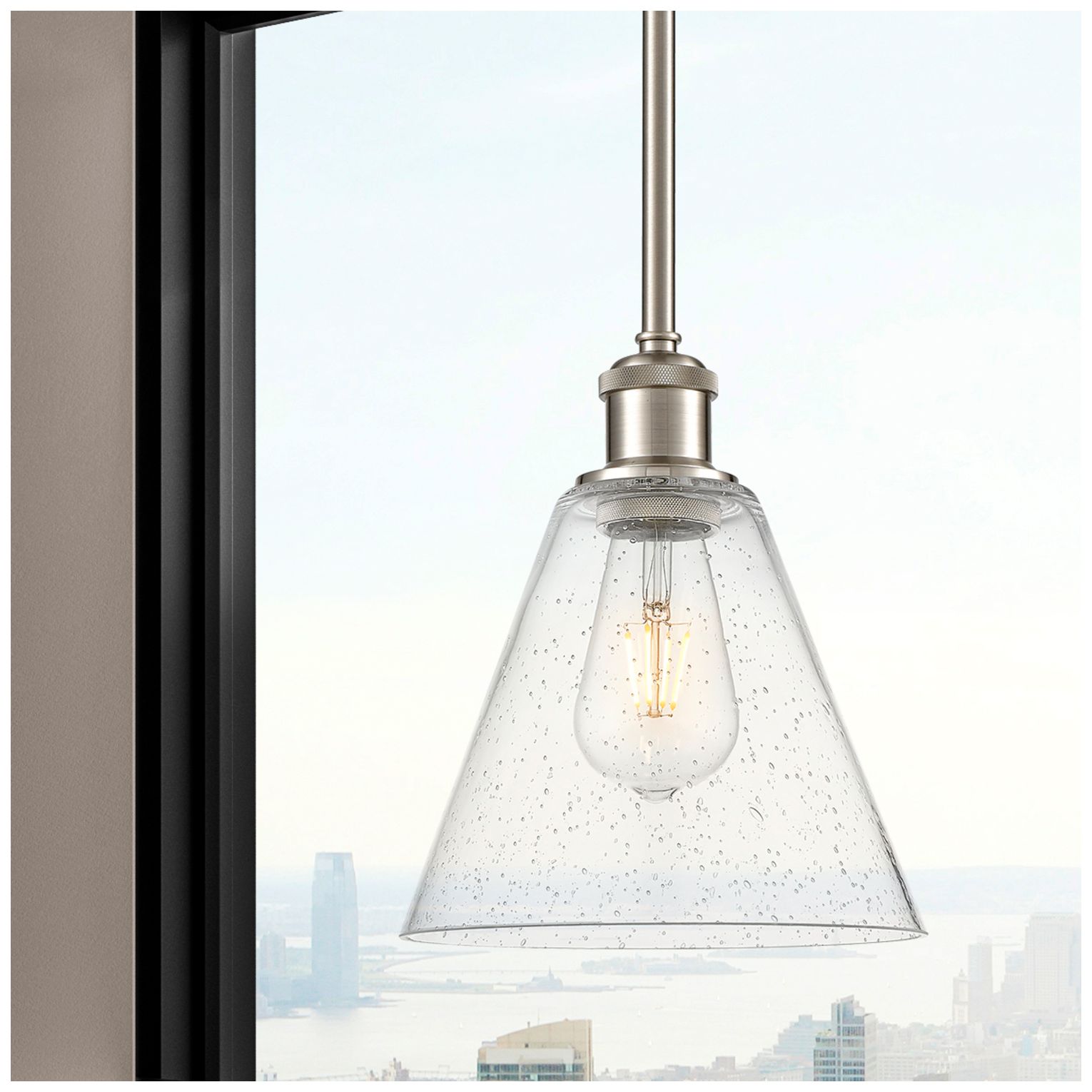 Image 2 Berkshire 8" Mini Pendant - Brushed Satin Nickel - Seedy Shade more views