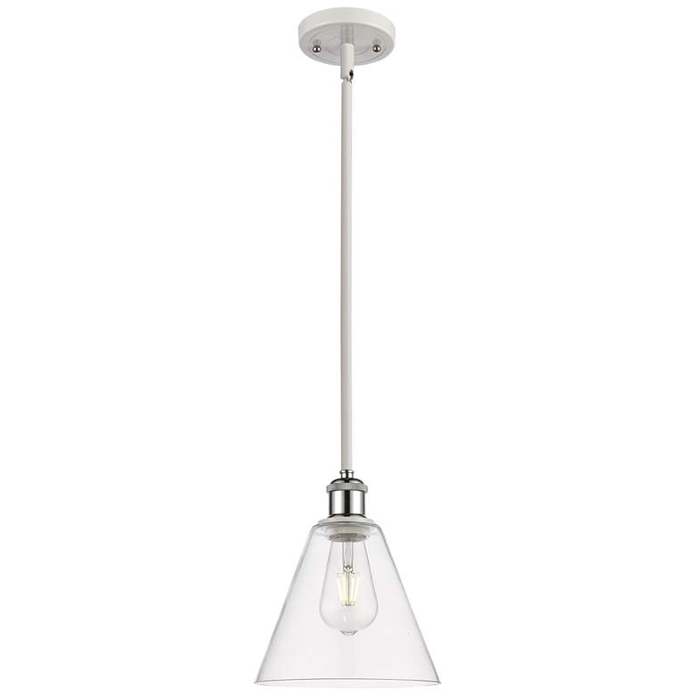 Image 1 Berkshire 8 inch Mini Pendant - White and Polished Chrome - Clear Shade