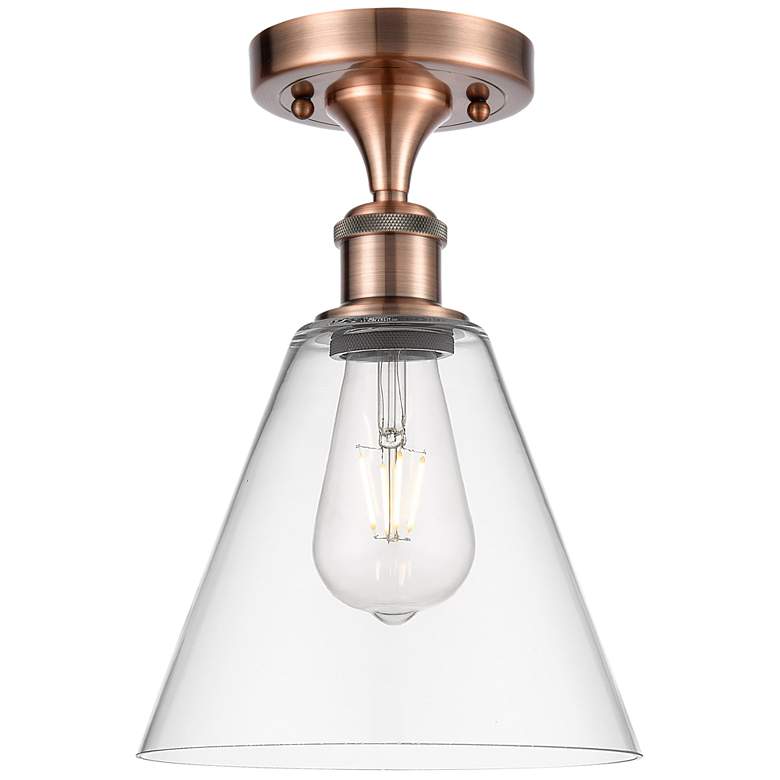 Image 1 Berkshire 8" Semi-Flush Mount - Antique Copper - Clear Shade