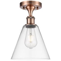 Berkshire  8" Semi-Flush Mount - Antique Copper - Clear Shade