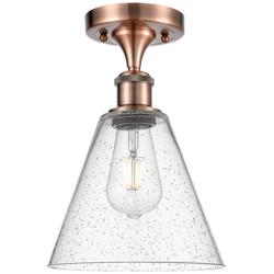 Berkshire  8" Semi-Flush Mount - Antique Copper - Seedy Shade