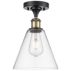 Berkshire  8" Semi-Flush Mount - Black Antique Brass - Clear Shade