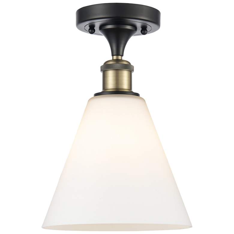 Image 1 Berkshire 8" Semi-Flush Mount - Black Antique Brass - Matte White Sha