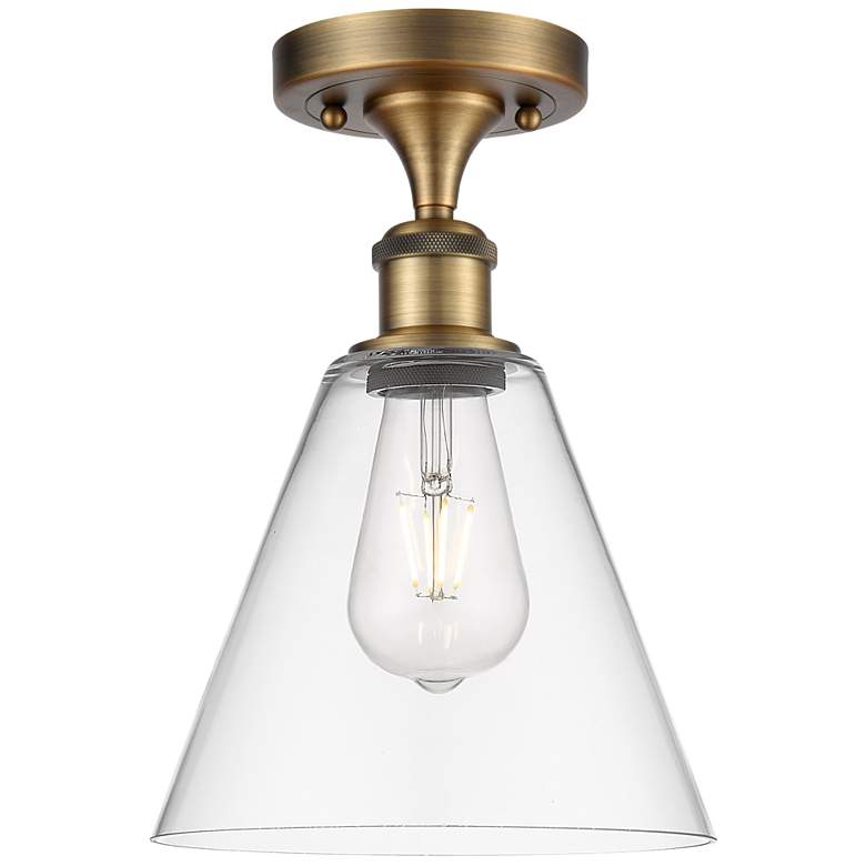 Image 1 Berkshire 8" Semi-Flush Mount - Brushed Brass - Clear Shade