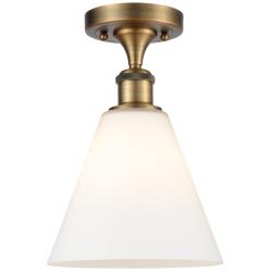 Berkshire  8" Semi-Flush Mount - Brushed Brass - Matte White Shade
