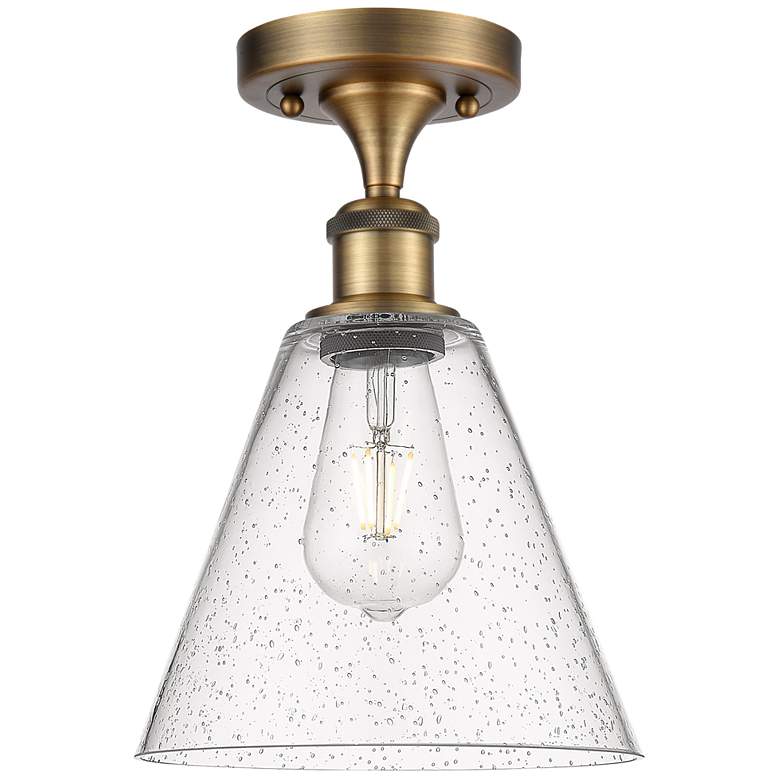 Image 1 Berkshire 8" Semi-Flush Mount - Brushed Brass - Seedy Shade