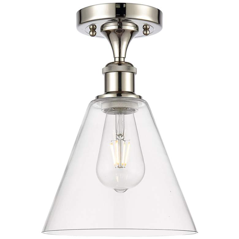 Image 1 Berkshire 8" Semi-Flush Mount - Polished Nickel - Clear Shade