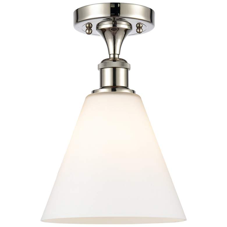 Image 1 Berkshire 8" Semi-Flush Mount - Polished Nickel - Matte White Shade