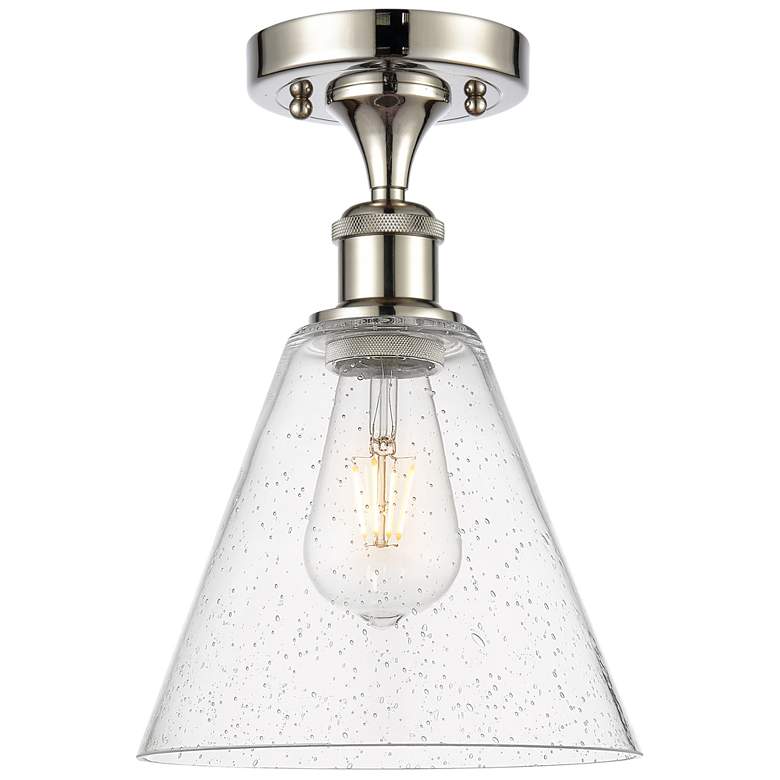 Image 1 Berkshire 8" Semi-Flush Mount - Polished Nickel - Seedy Shade