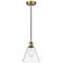 Berkshire 8" Wide Antique Brass Corded Mini Pendant w/ Clear Shade