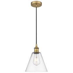 Berkshire 8" Wide Brushed Brass and Clear Glass Mini Pendant