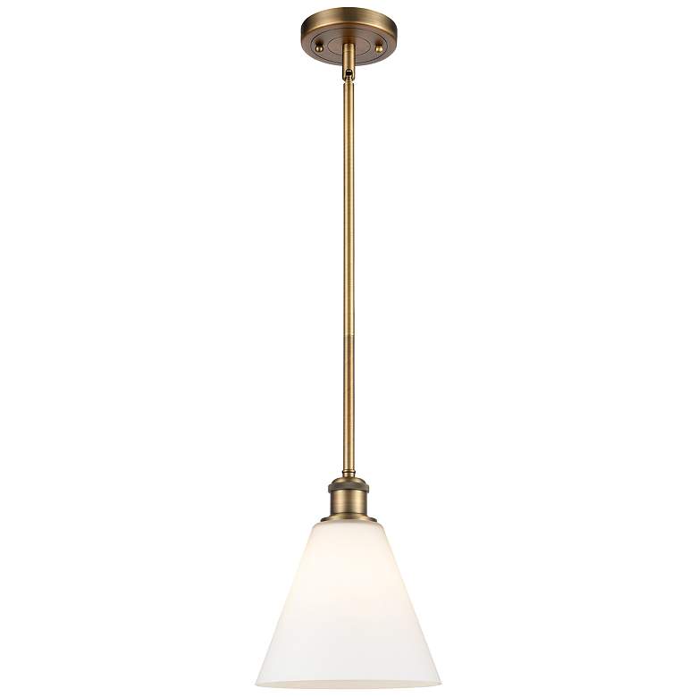 Image 1 Berkshire 8" Wide Brushed Brass and Matte White Mini Pendant