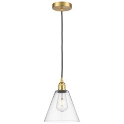 Berkshire 8&quot; Wide Satin Gold Corded Mini Pendant With Clear Shade