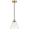 Berkshire 8" Wide Satin Gold Corded Mini Pendant With Clear Shade