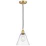 Berkshire 8" Wide Satin Gold Corded Mini Pendant With Clear Shade
