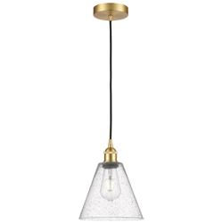Berkshire 8&quot; Wide Satin Gold Corded Mini Pendant With Seedy Shade