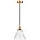 Berkshire 8" Wide Satin Gold Corded Mini Pendant With Seedy Shade