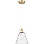 Berkshire 8" Wide Satin Gold Corded Mini Pendant With Seedy Shade