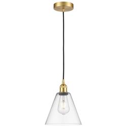 Berkshire 8" Wide Satin Gold Mini Pendant with Clear Shade