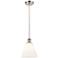 Berkshire 8" Wide Satin Nickel and White Glass Mini Pendant