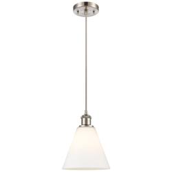 Berkshire 8" Wide Satin Nickel and White Glass Mini Pendant