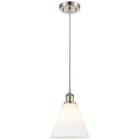 Berkshire 8" Wide Satin Nickel and White Glass Mini Pendant Berkshire 8" Wide Satin Nickel and White Glass Mini Pendant