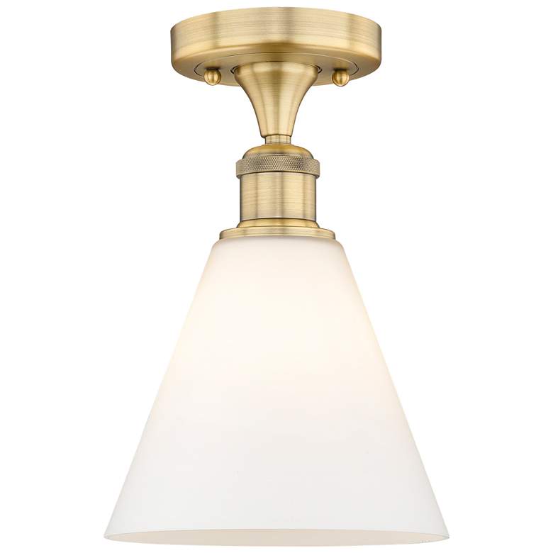 Image 1 Berkshire 8"W Brushed Brass Semi.Flush Mount With Matte White Glass Sh