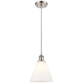 Berkshire 8"W Satin Nickel LED Mini Pendant with White Glass Berkshire 8"W Satin Nickel LED Mini Pendant with White Glass