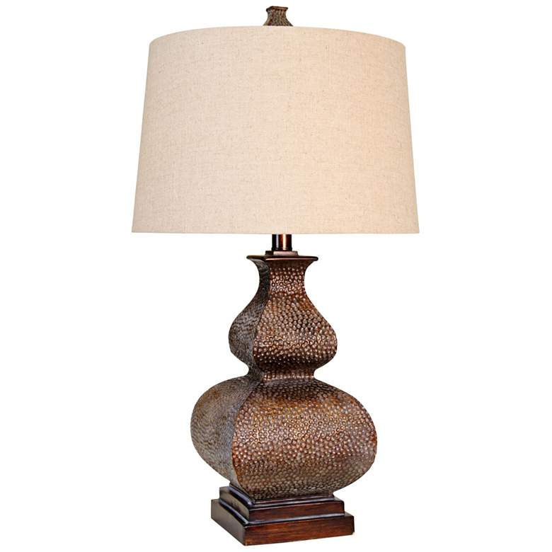 Image 2 Berkshire Brown Table Lamp with White Hardback Fabric Shade