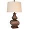 Berkshire Brown Table Lamp with White Hardback Fabric Shade