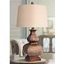 Berkshire Brown Table Lamp with White Hardback Fabric Shade