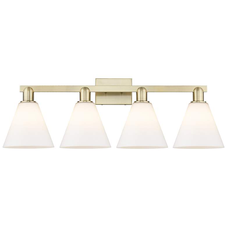 Image 1 Berkshire Glass 12"H 4-Light Brass Vanity Light w/ Matte White Shade